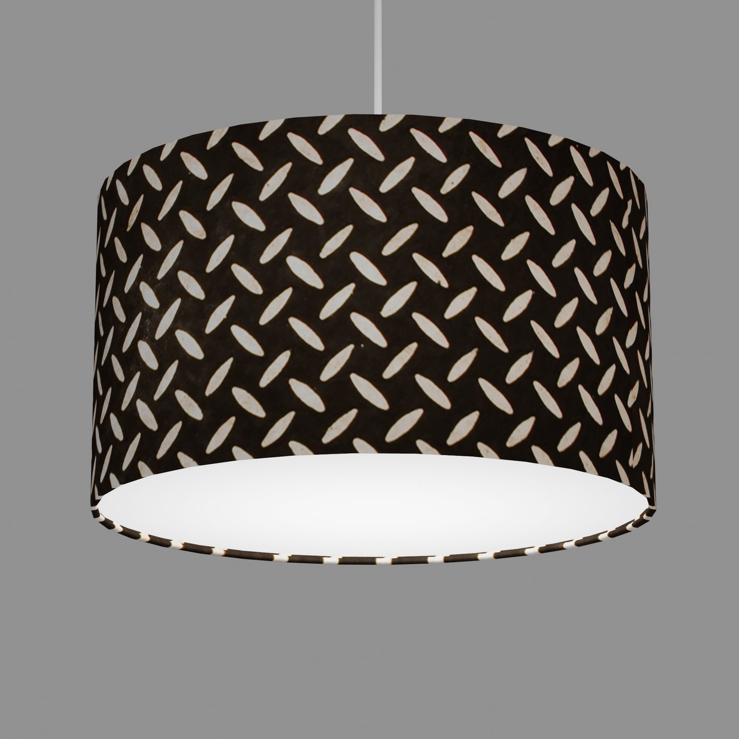 Drum Lamp Shade - P11 - Batik Tread Plate Black, 35cm(d) x 20cm(h)