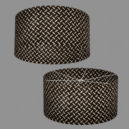 Drum Lamp Shade - P11 - Batik Tread Plate Black, 60cm(d) x 30cm(h)