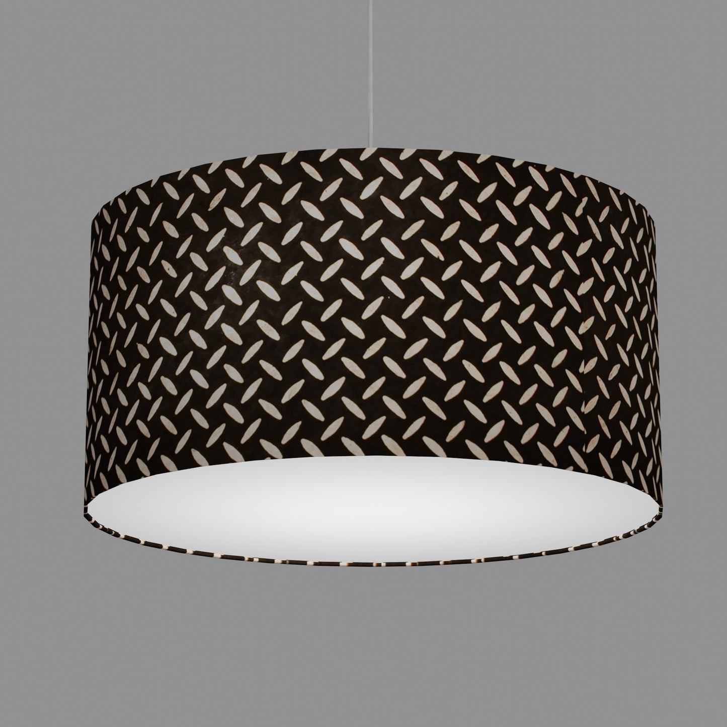 Drum Lamp Shade - P11 - Batik Tread Plate Black, 60cm(d) x 30cm(h)