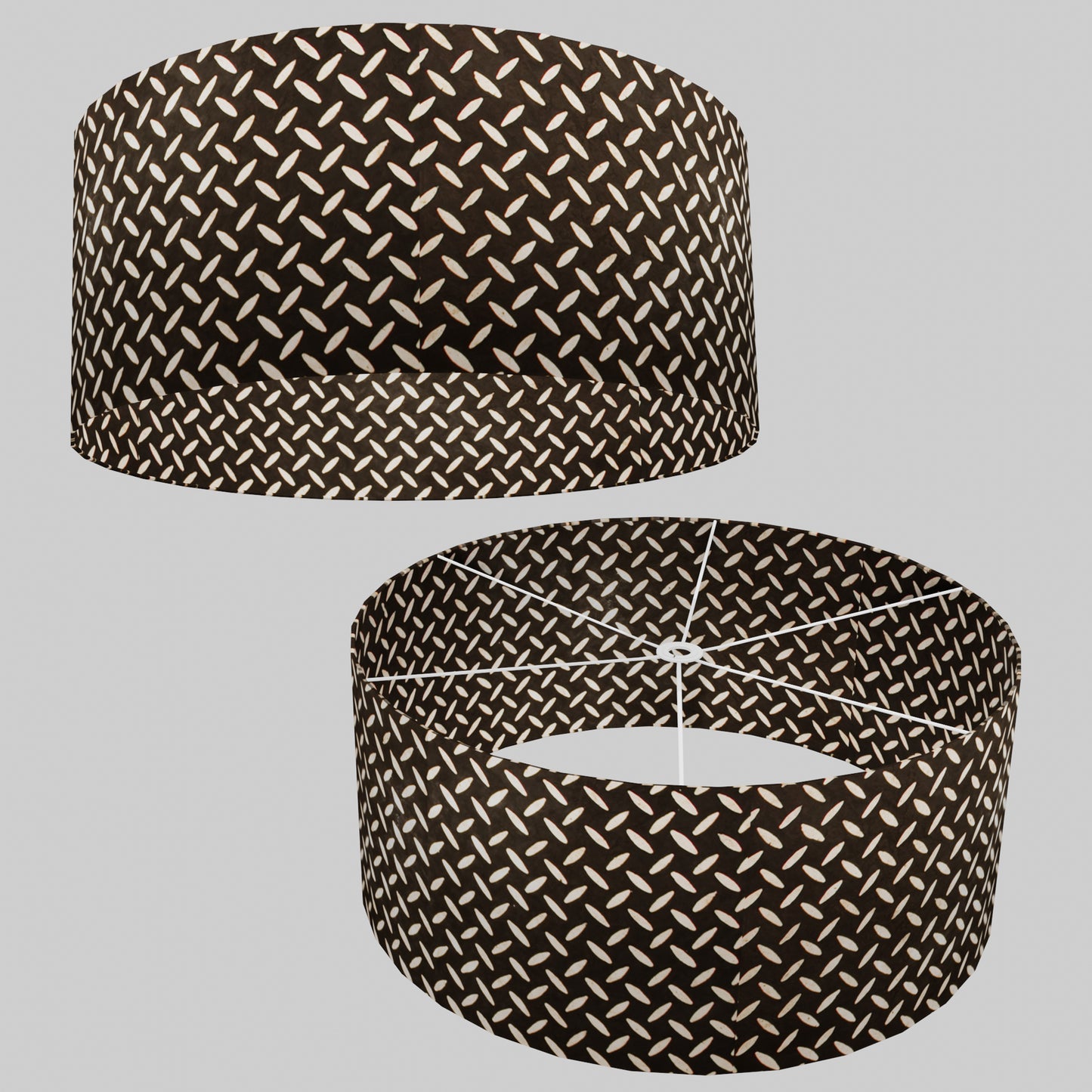 Drum Lamp Shade - P11 - Batik Tread Plate Black, 70cm(d) x 30cm(h)