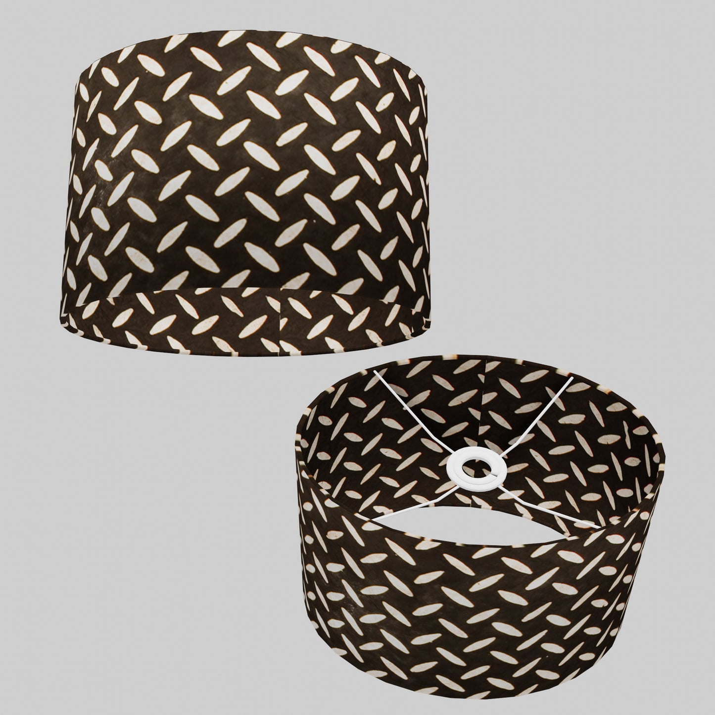 Oval Lamp Shade - P11 - Batik Tread Plate Black, 30cm(w) x 20cm(h) x 22cm(d)