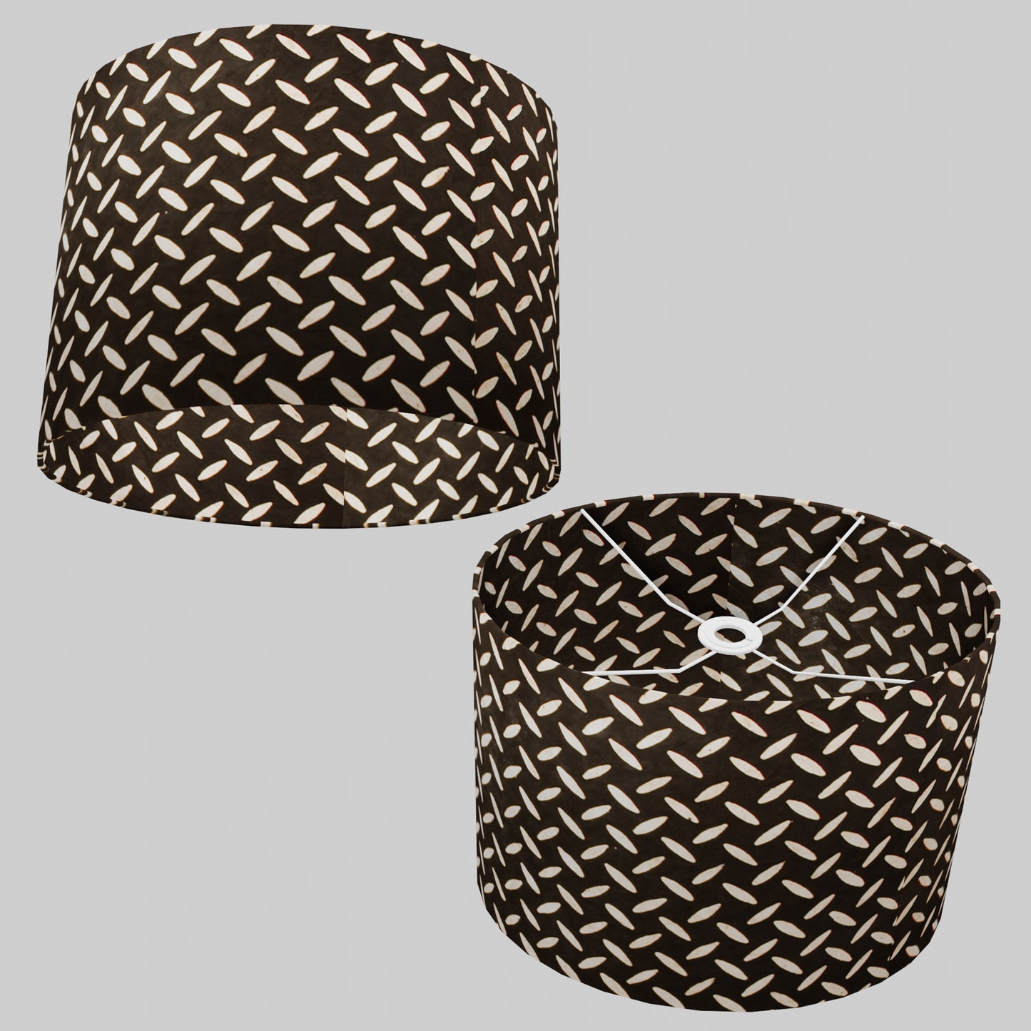 Oval Lamp Shade - P11 - Batik Tread Plate Black, 40cm(w) x 30cm(h) x 30cm(d)