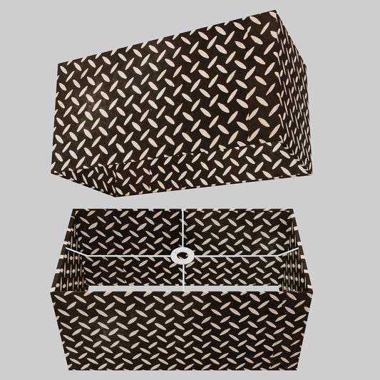 Rectangle Lamp Shade - P11 - Batik Tread Plate Black, 50cm(w) x 25cm(h) x 25cm(d)