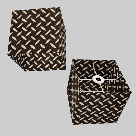 Square Lamp Shade - P11 - Batik Tread Plate Black, 20cm(w) x 20cm(h) x 20cm(d)