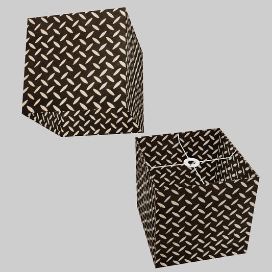 Square Lamp Shade - P11 - Batik Tread Plate Black, 30cm(w) x 30cm(h) x 30cm(d)