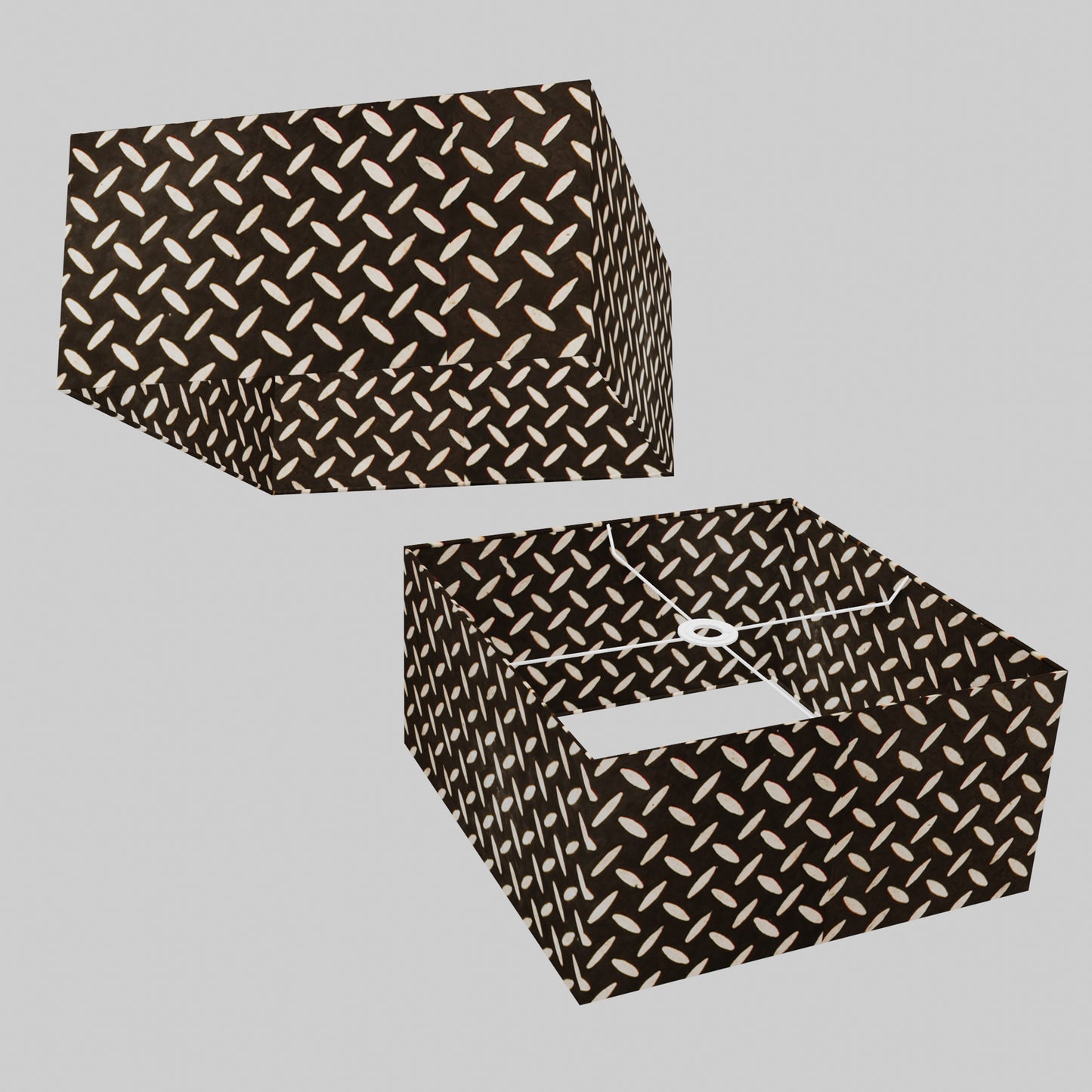 Square Lamp Shade - P11 - Batik Tread Plate Black, 40cm(w) x 20cm(h) x 40cm(d)