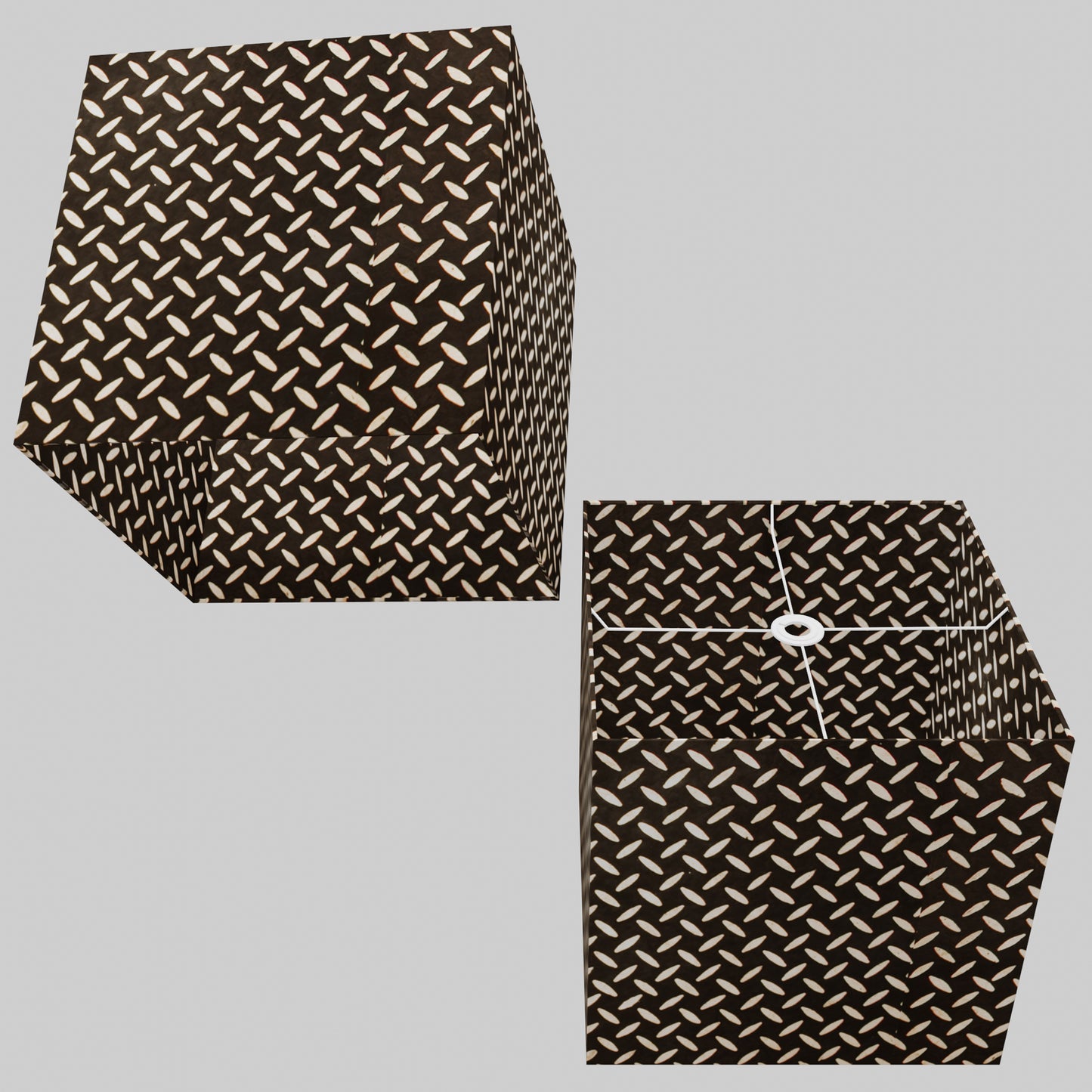 Square Lamp Shade - P11 - Batik Tread Plate Black, 40cm(w) x 40cm(h) x 40cm(d)