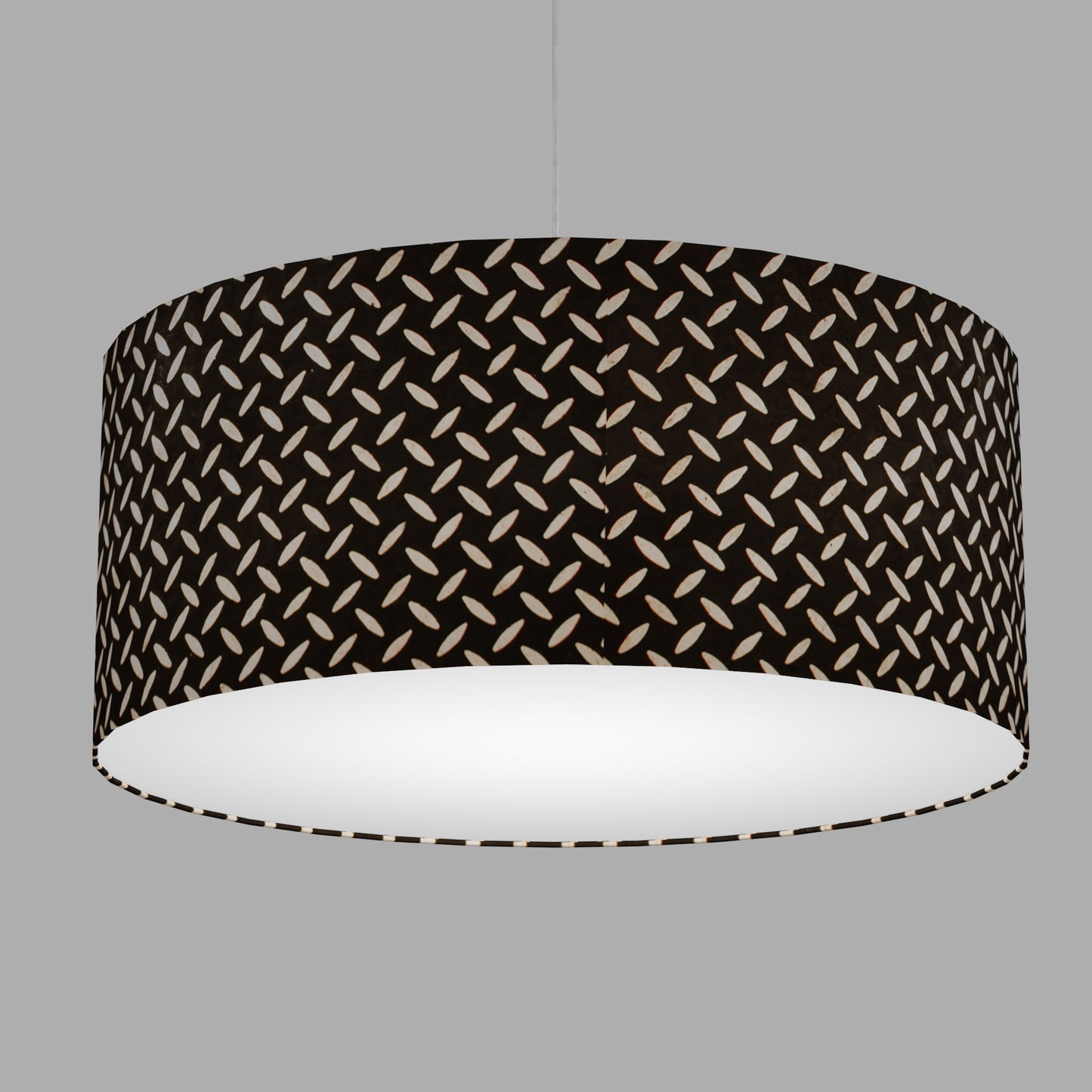 Drum Lamp Shade - P11 - Batik Tread Plate Black, 70cm(d) x 30cm(h)