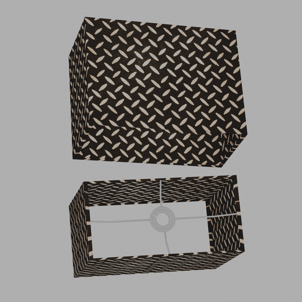 Rectangle Lamp Shade - P11 - Batik Tread Plate Black, 40cm(w) x 30cm(h) x 20cm(d)