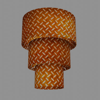 3 Tier Lamp Shade - P12 - Batik Tread Plate Brown, 40cm x 20cm, 30cm x 17.5cm & 20cm x 15cm