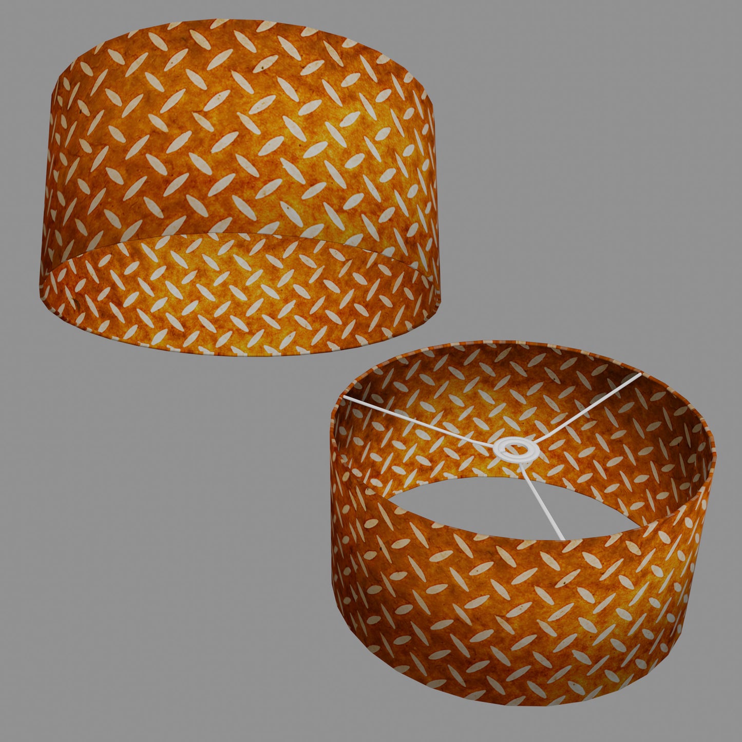 Drum Lamp Shade - P12 - Batik Tread Plate Brown, 40cm(d) x 20cm(h)