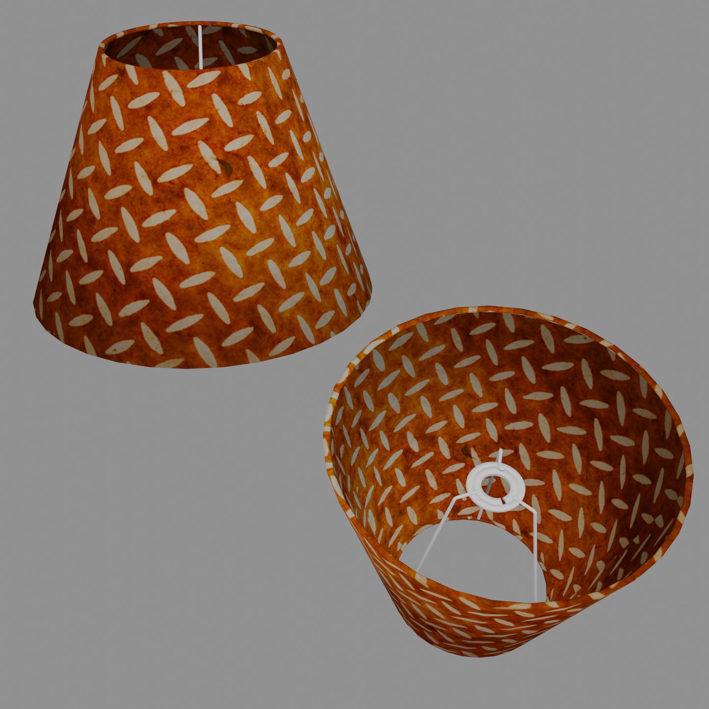 Conical Lamp Shade P12 - Batik Tread Plate Brown, 15cm(top) x 30cm(bottom) x 22cm(height)