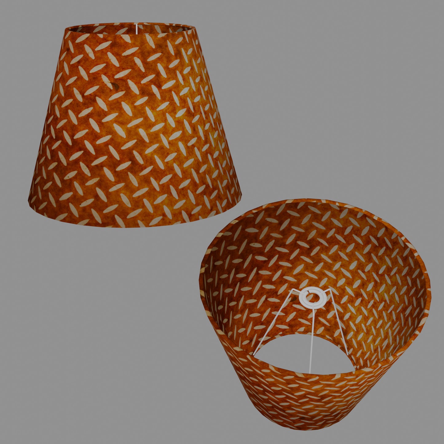 Conical Lamp Shade P12 - Batik Tread Plate Brown, 23cm(top) x 40cm(bottom) x 31cm(height)