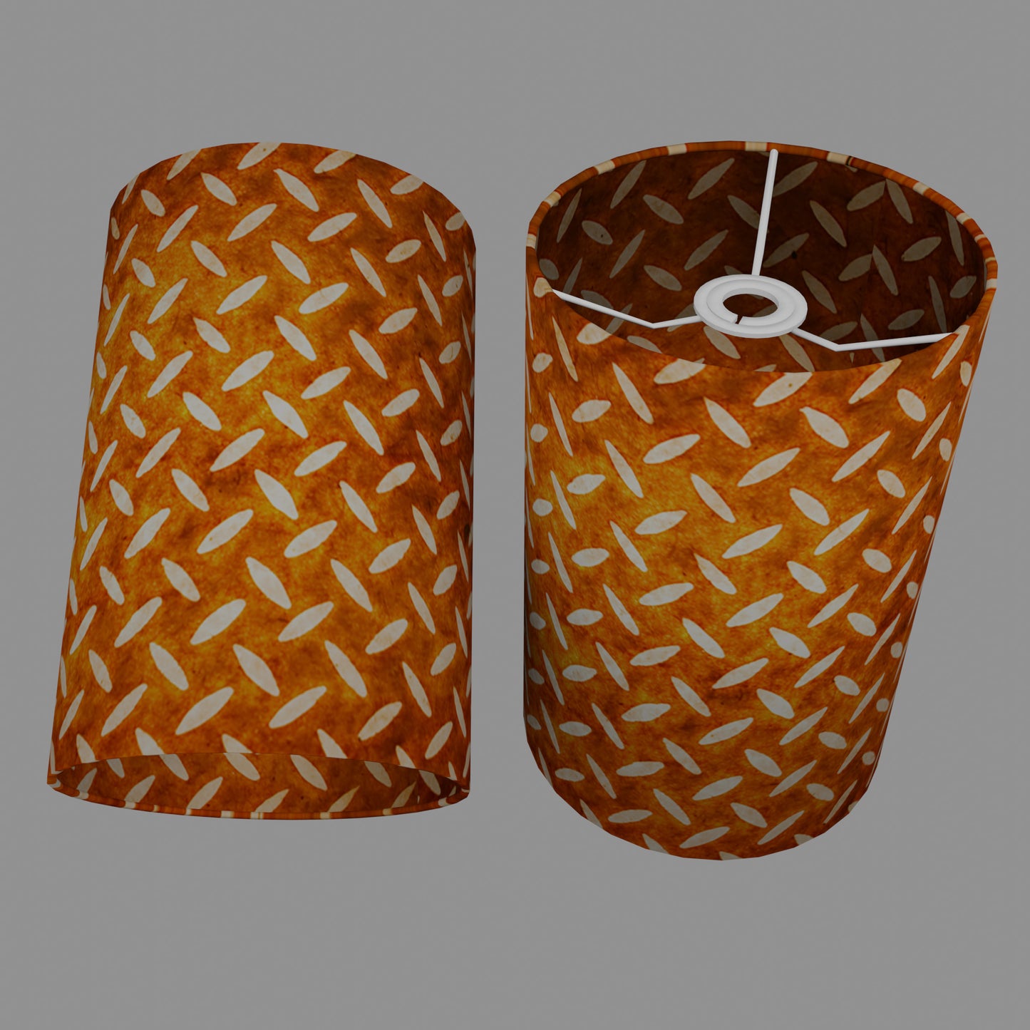 Drum Lamp Shade - P12 - Batik Tread Plate Brown, 20cm(d) x 30cm(h)