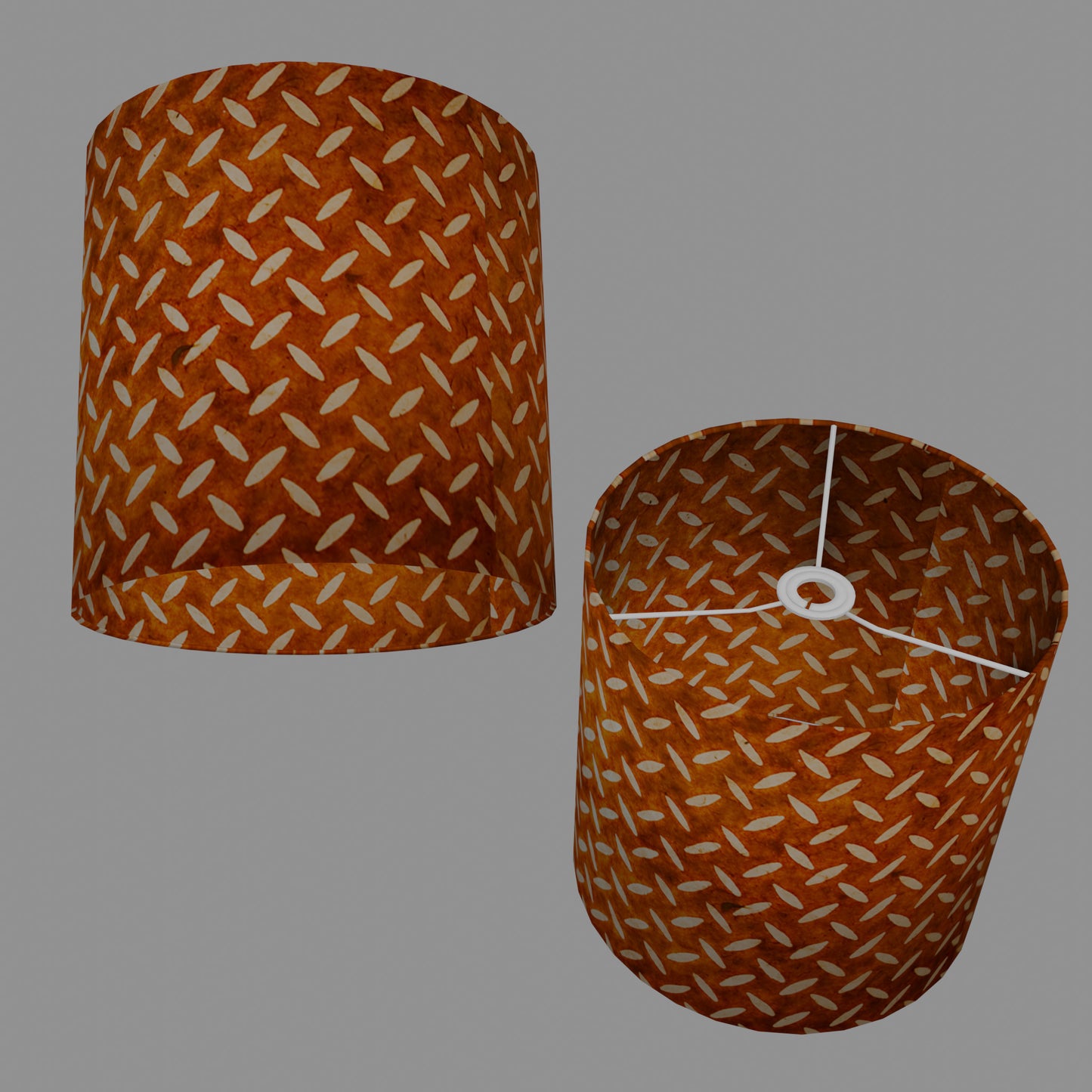 Drum Lamp Shade - P12 - Batik Tread Plate Brown, 30cm(d) x 30cm(h)