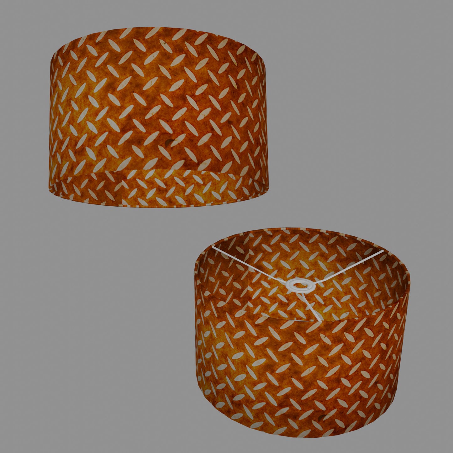 Drum Lamp Shade - P12 - Batik Tread Plate Brown, 35cm(d) x 20cm(h)