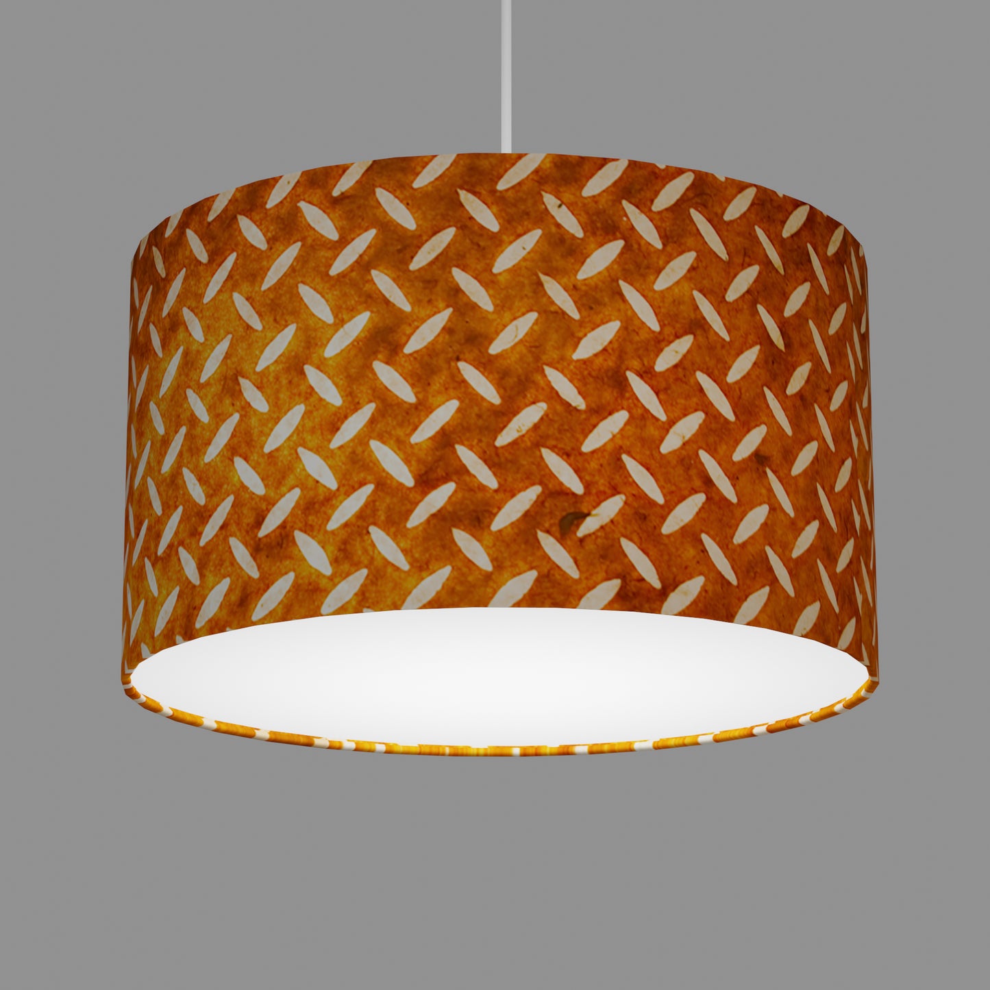 Drum Lamp Shade - P12 - Batik Tread Plate Brown, 35cm(d) x 20cm(h)