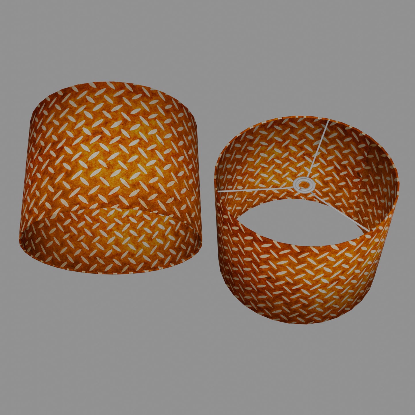 Drum Lamp Shade - P12 - Batik Tread Plate Brown, 40cm(d) x 30cm(h)