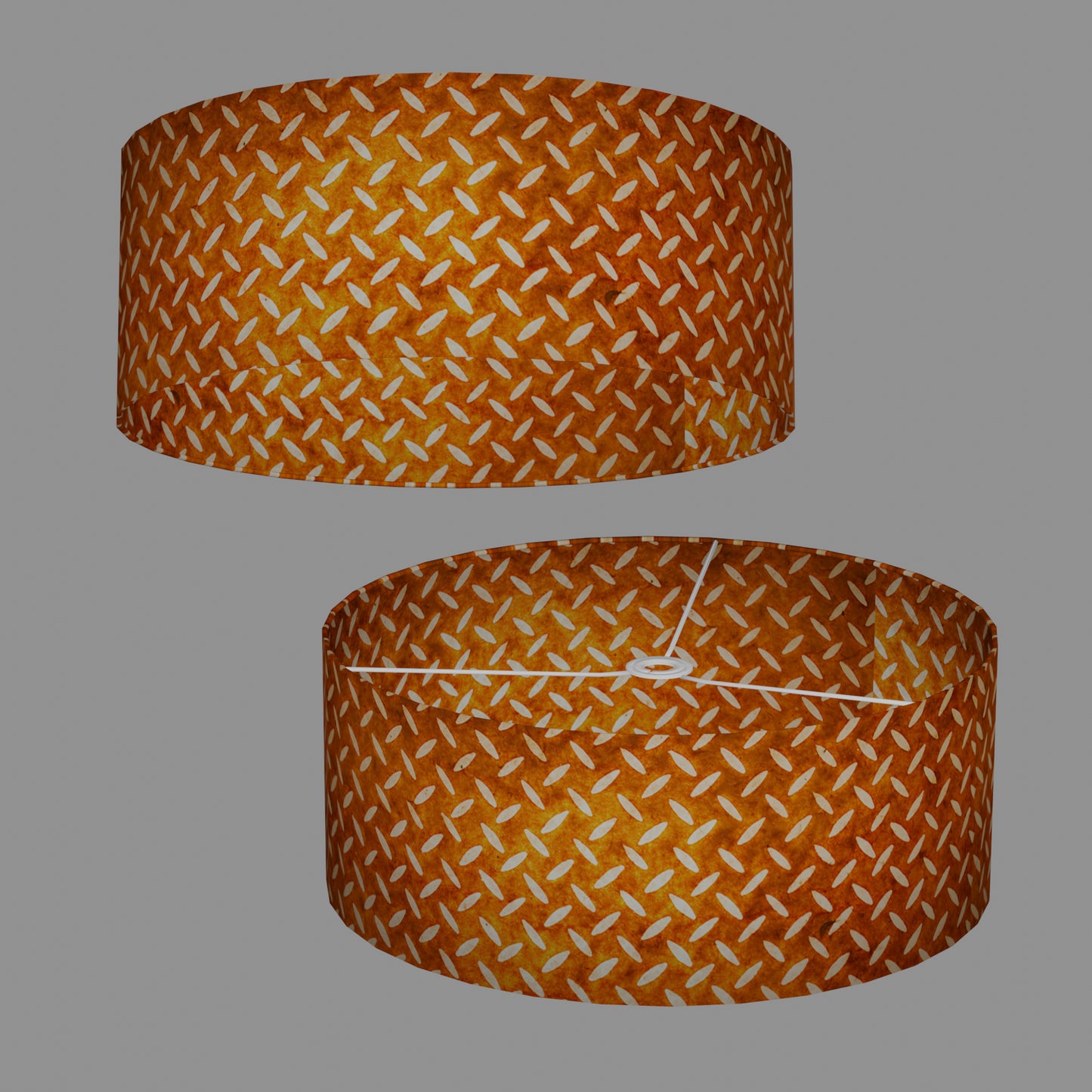 Drum Lamp Shade - P12 - Batik Tread Plate Brown, 50cm(d) x 20cm(h)