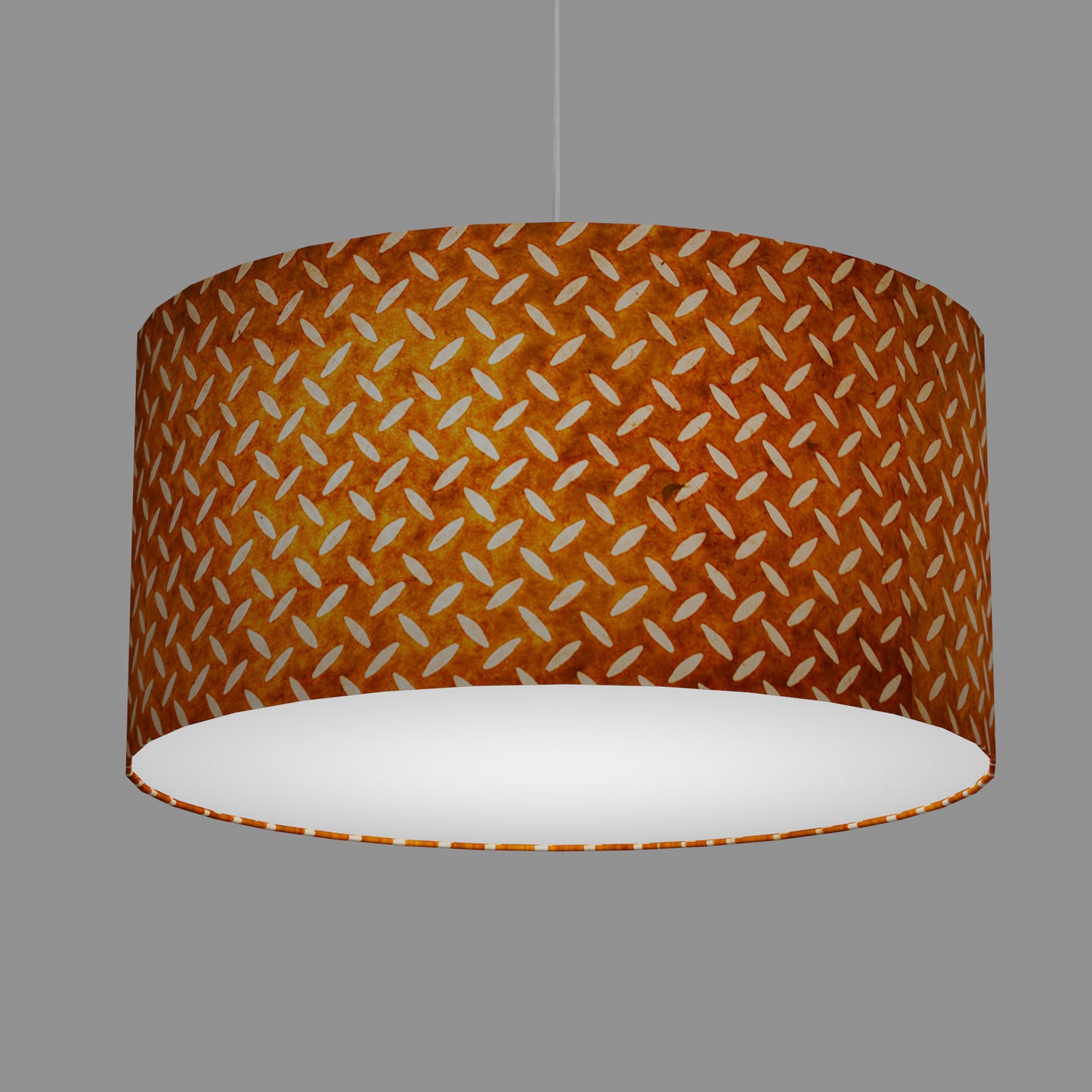 Drum Lamp Shade - P12 - Batik Tread Plate Brown, 60cm(d) x 30cm(h)