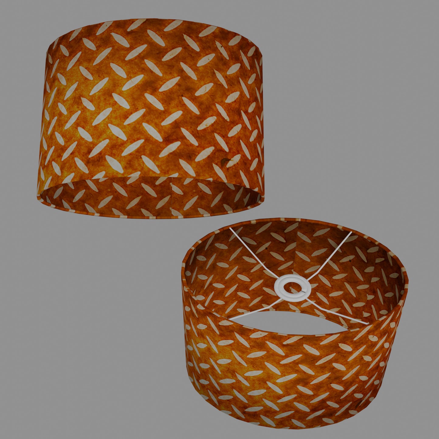 Oval Lamp Shade - P12 - Batik Tread Plate Brown, 30cm(w) x 20cm(h) x 22cm(d)