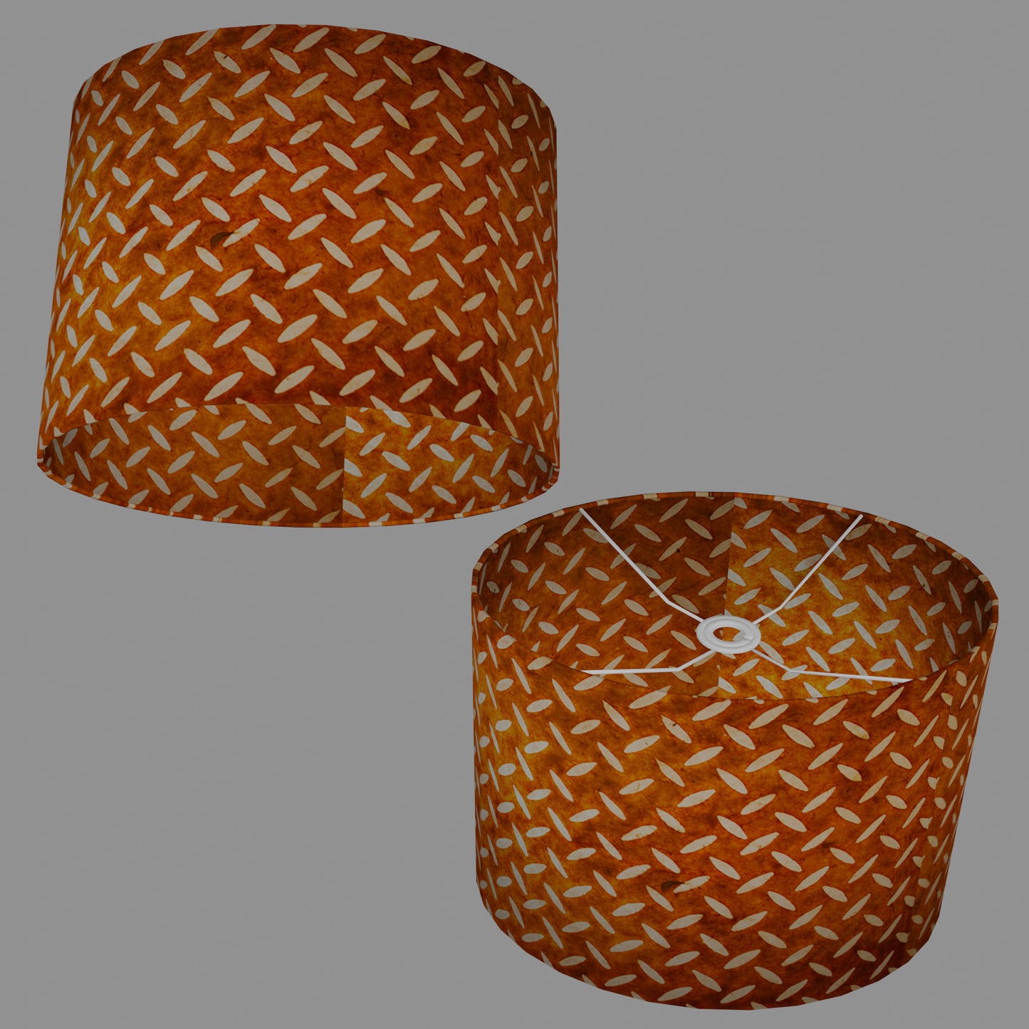 Oval Lamp Shade - P12 - Batik Tread Plate Brown, 40cm(w) x 30cm(h) x 30cm(d)