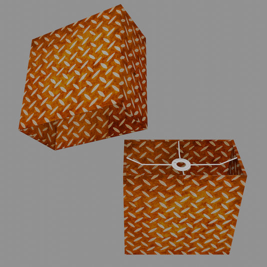 Rectangle Lamp Shade - P12 - Batik Tread Plate Brown, 30cm(w) x 30cm(h) x 15cm(d)