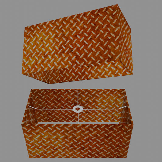 Rectangle Lamp Shade - P12 - Batik Tread Plate Brown, 50cm(w) x 25cm(h) x 25cm(d)