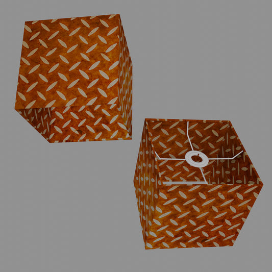 Square Lamp Shade - P12 - Batik Tread Plate Brown, 20cm(w) x 20cm(h) x 20cm(d)