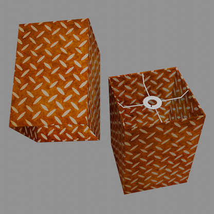 Square Lamp Shade - P12 - Batik Tread Plate Brown, 20cm(w) x 30cm(h) x 20cm(d)