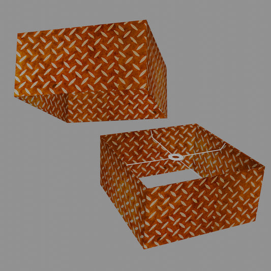 Square Lamp Shade - P12 - Batik Tread Plate Brown, 40cm(w) x 20cm(h) x 40cm(d)