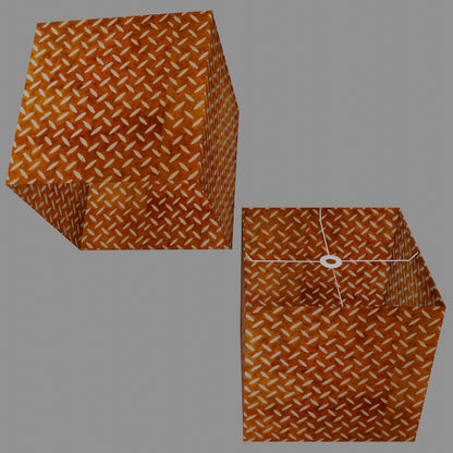 Square Lamp Shade - P12 - Batik Tread Plate Brown, 40cm(w) x 40cm(h) x 40cm(d)