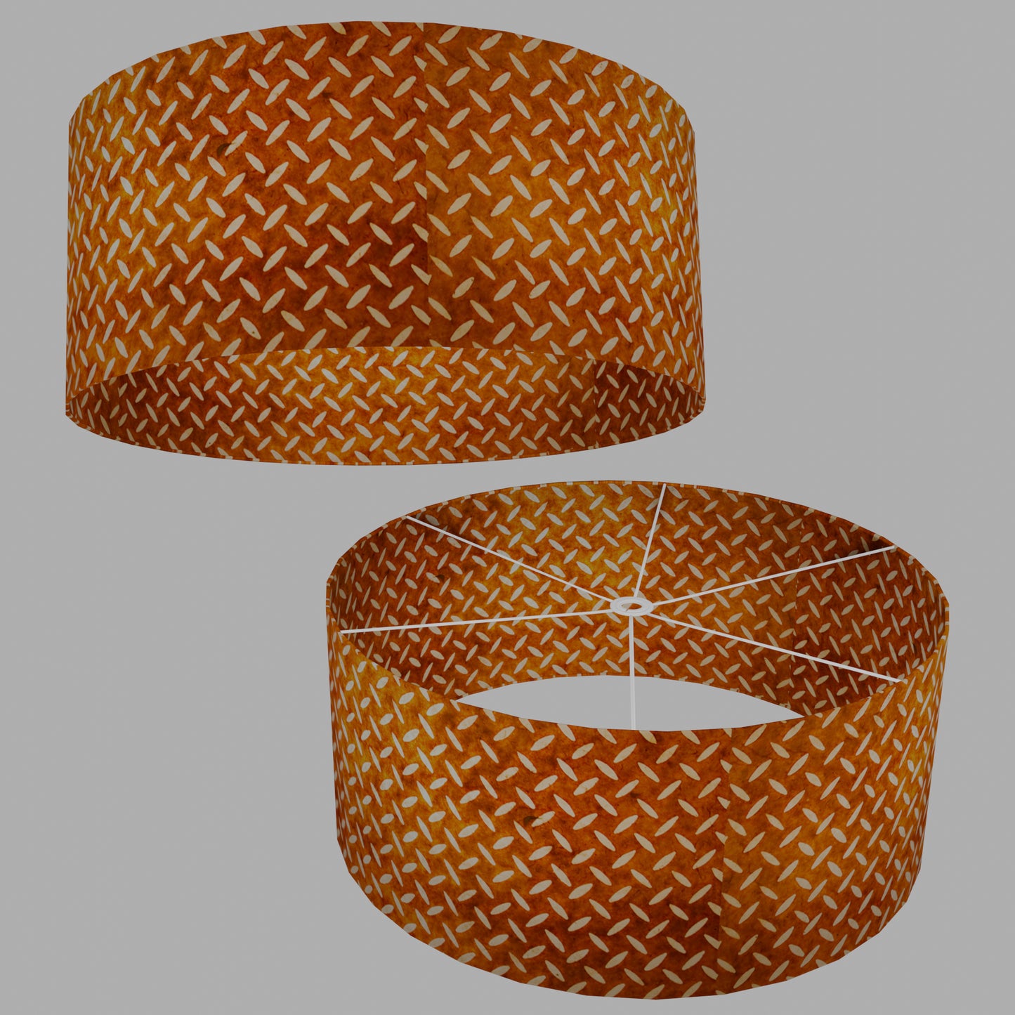 Drum Lamp Shade - P12 - Batik Tread Plate Brown, 70cm(d) x 30cm(h)