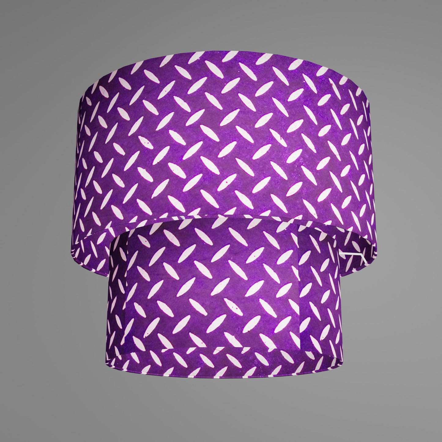 2 Tier Lamp Shade - P13 - Batik Tread Plate Purple, 40cm x 20cm & 30cm x 15cm