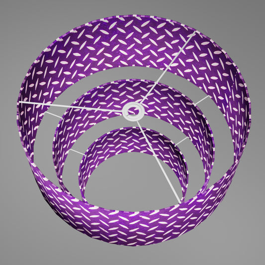 3 Tier Lamp Shade - P13 - Batik Tread Plate Purple, 50cm x 20cm, 40cm x 17.5cm & 30cm x 15cm