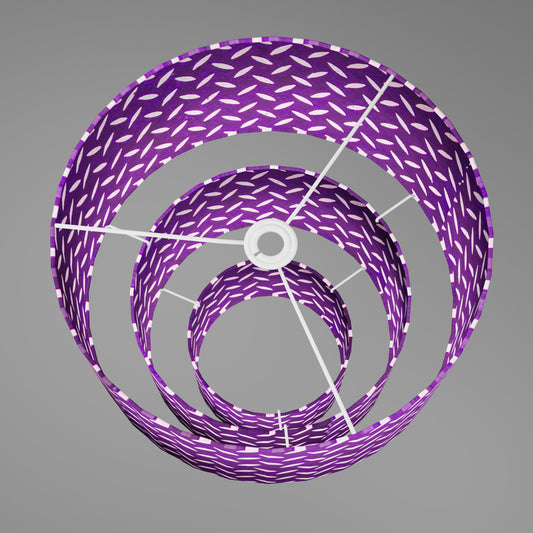 3 Tier Lamp Shade - P13 - Batik Tread Plate Purple, 40cm x 20cm, 30cm x 17.5cm & 20cm x 15cm