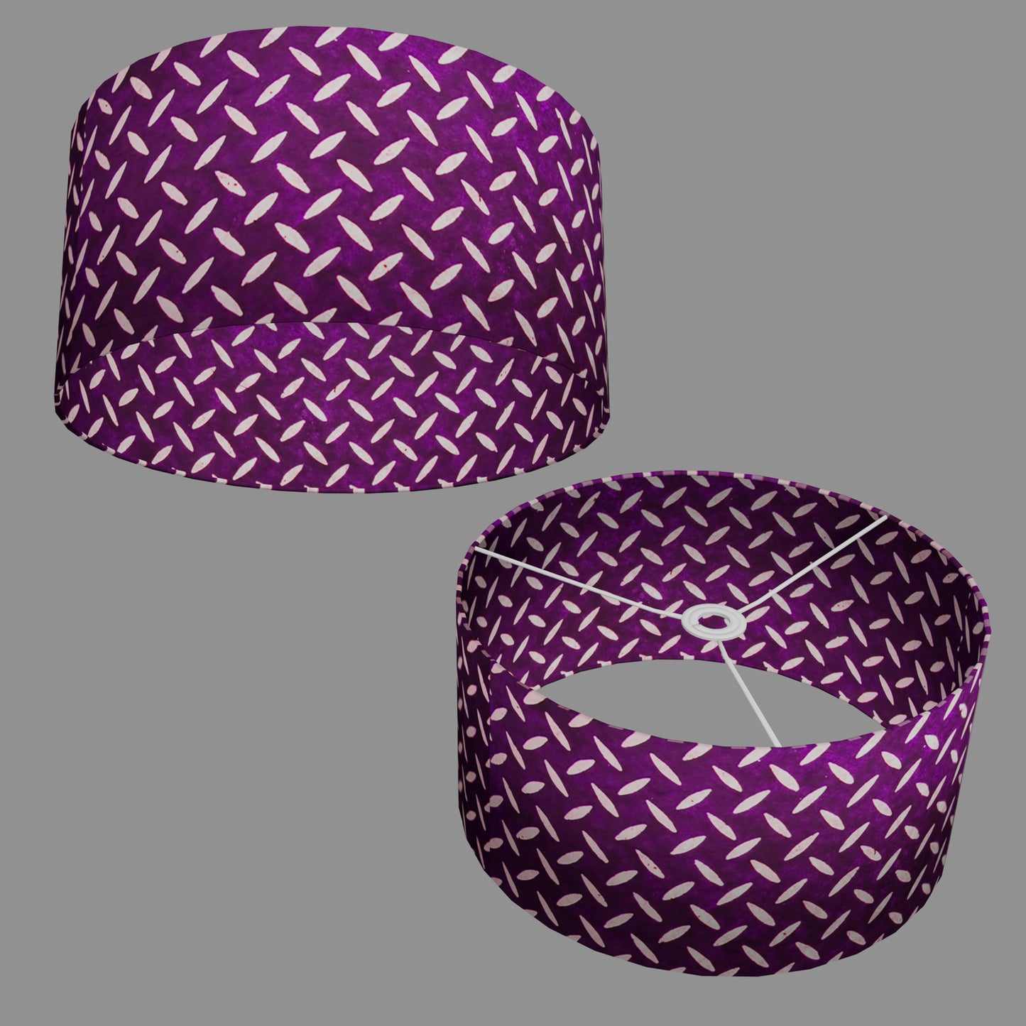 Drum Lamp Shade - P13 - Batik Tread Plate Purple, 40cm(d) x 20cm(h)