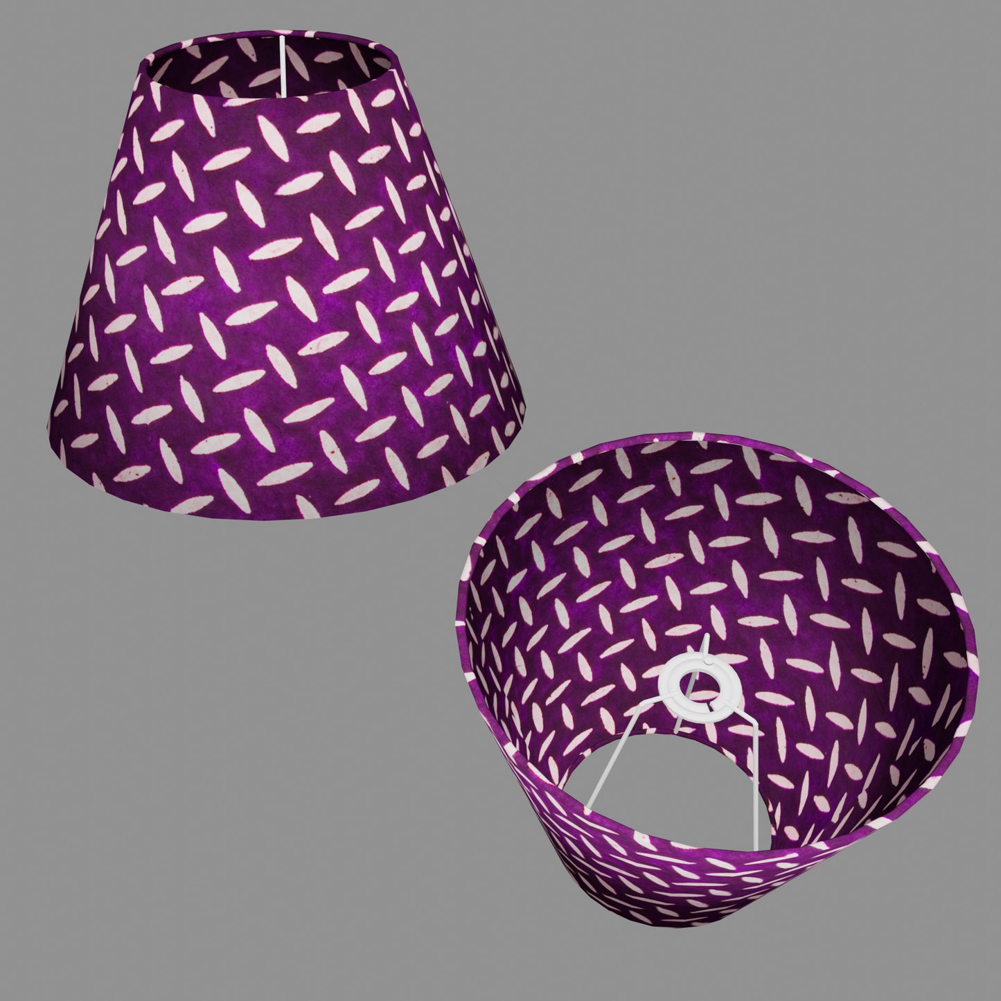 Conical Lamp Shade P13 - Batik Tread Plate Purple, 15cm(top) x 30cm(bottom) x 22cm(height)