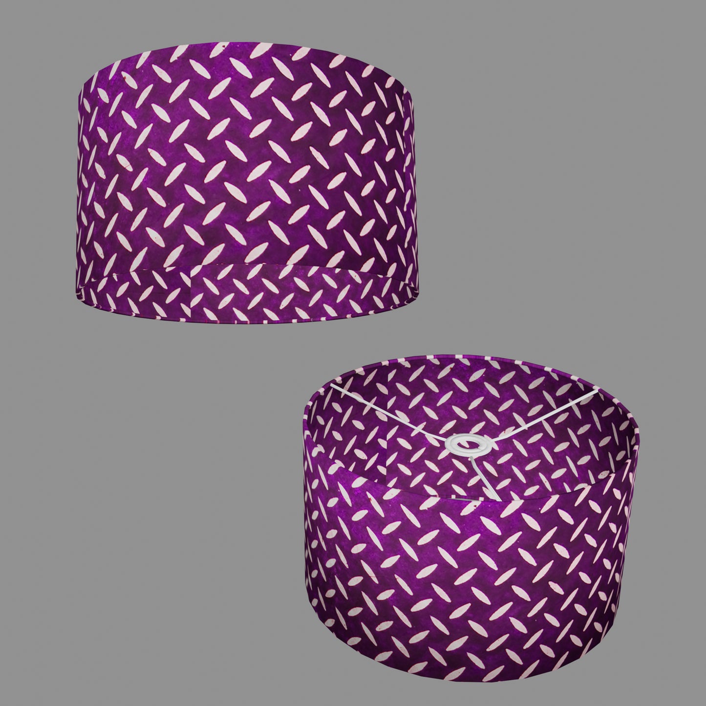 Drum Lamp Shade - P13 - Batik Tread Plate Purple, 35cm(d) x 20cm(h)
