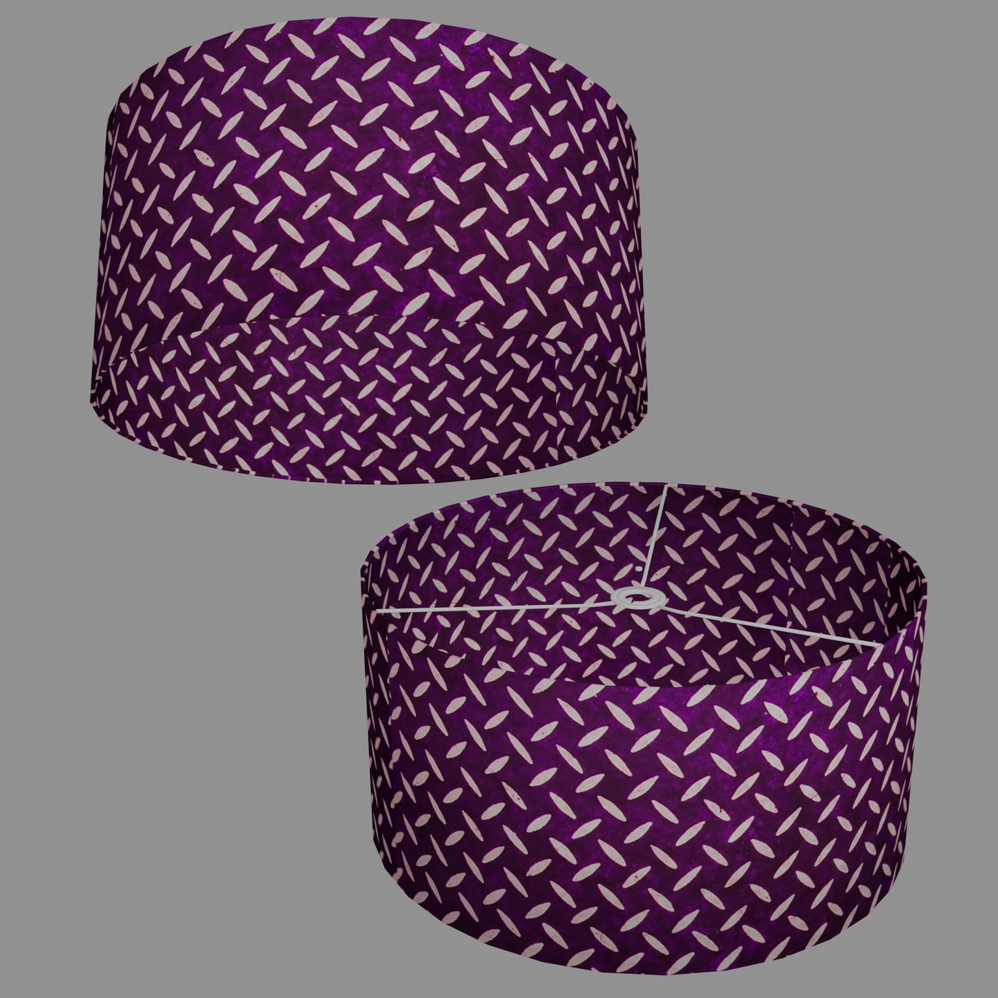 Drum Lamp Shade - P13 - Batik Tread Plate Purple, 50cm(d) x 25cm(h)