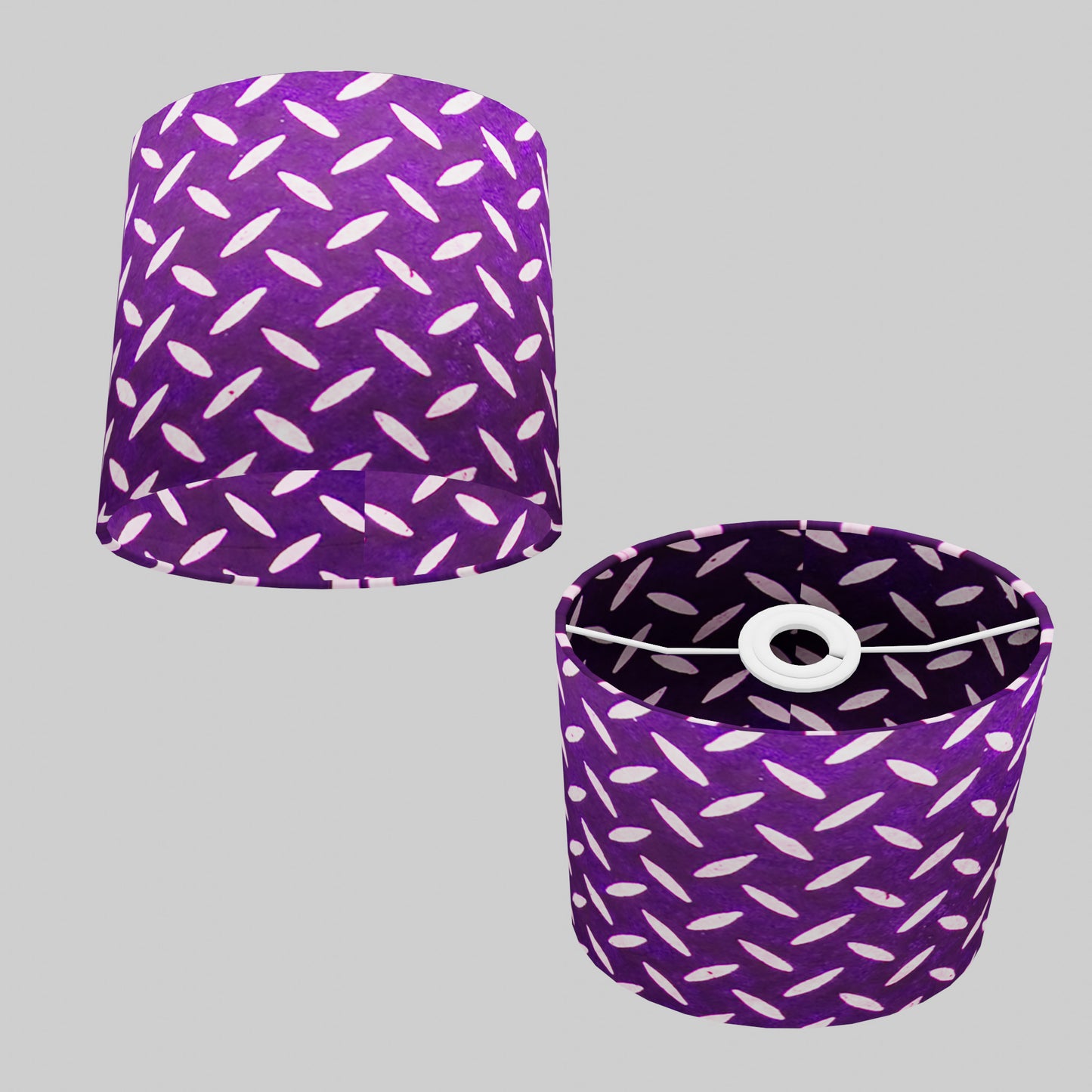 Oval Lamp Shade - P13 - Batik Tread Plate Purple, 20cm(w) x 20cm(h) x 13cm(d)