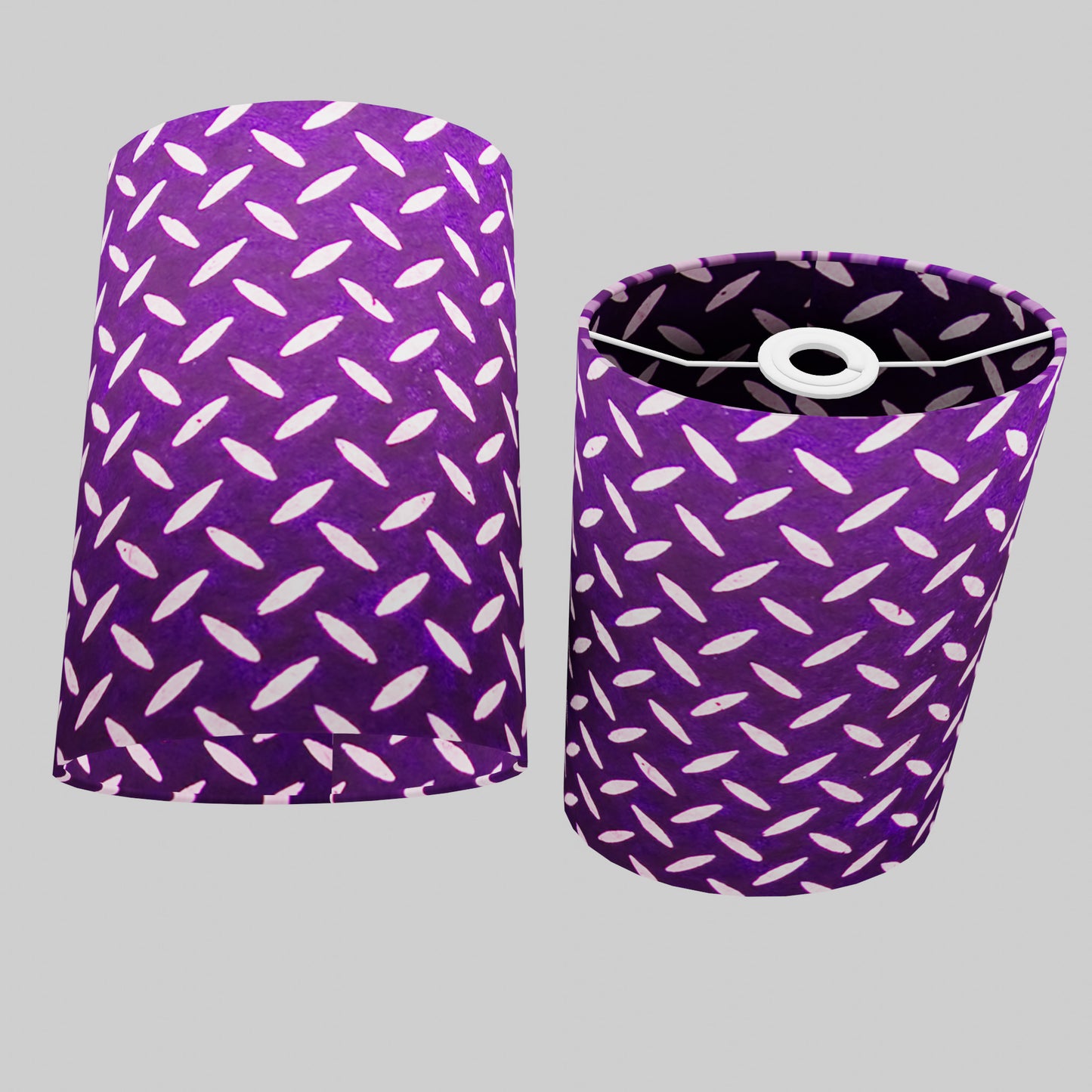 Oval Lamp Shade - P13 - Batik Tread Plate Purple, 20cm(w) x 30cm(h) x 13cm(d)