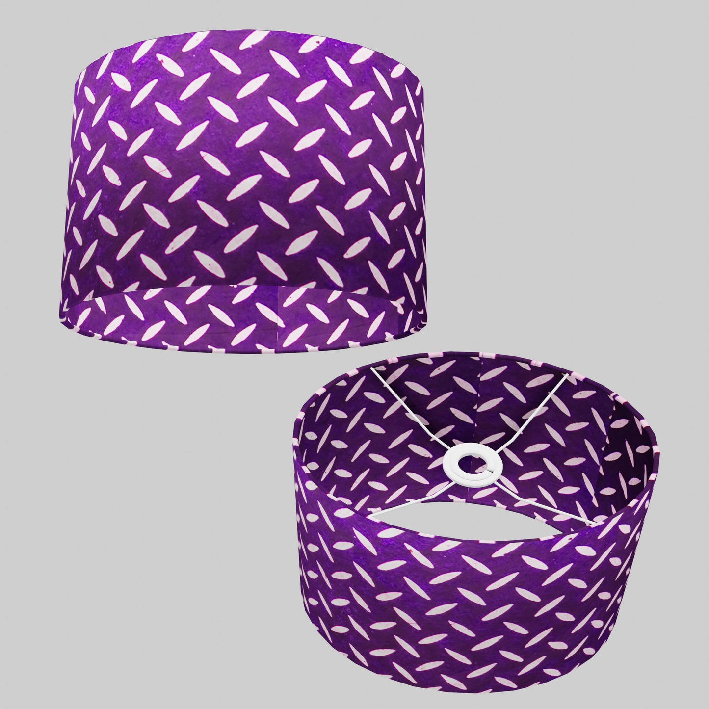 Oval Lamp Shade - P13 - Batik Tread Plate Purple, 30cm(w) x 20cm(h) x 22cm(d)