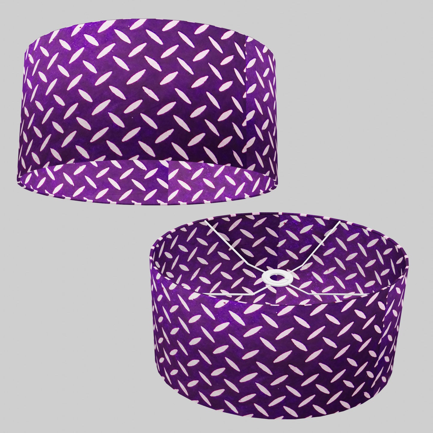 Oval Lamp Shade - P13 - Batik Tread Plate Purple, 40cm(w) x 20cm(h) x 30cm(d)