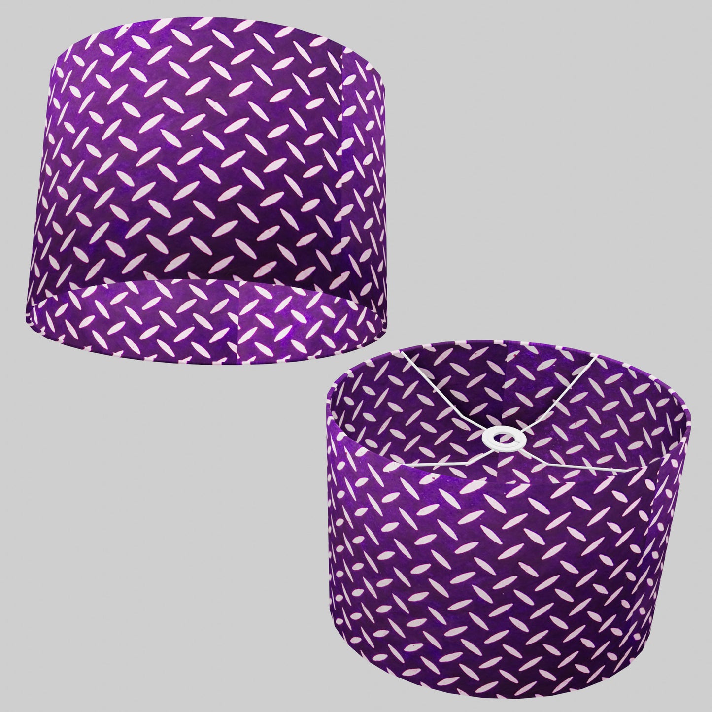 Oval Lamp Shade - P13 - Batik Tread Plate Purple, 40cm(w) x 30cm(h) x 30cm(d)