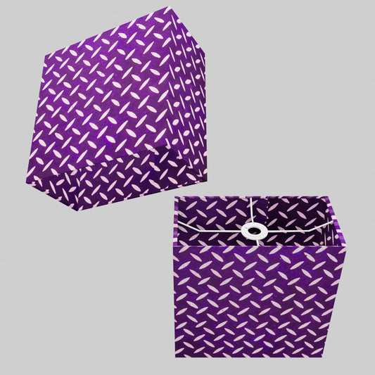 Rectangle Lamp Shade - P13 - Batik Tread Plate Purple, 30cm(w) x 30cm(h) x 15cm(d)