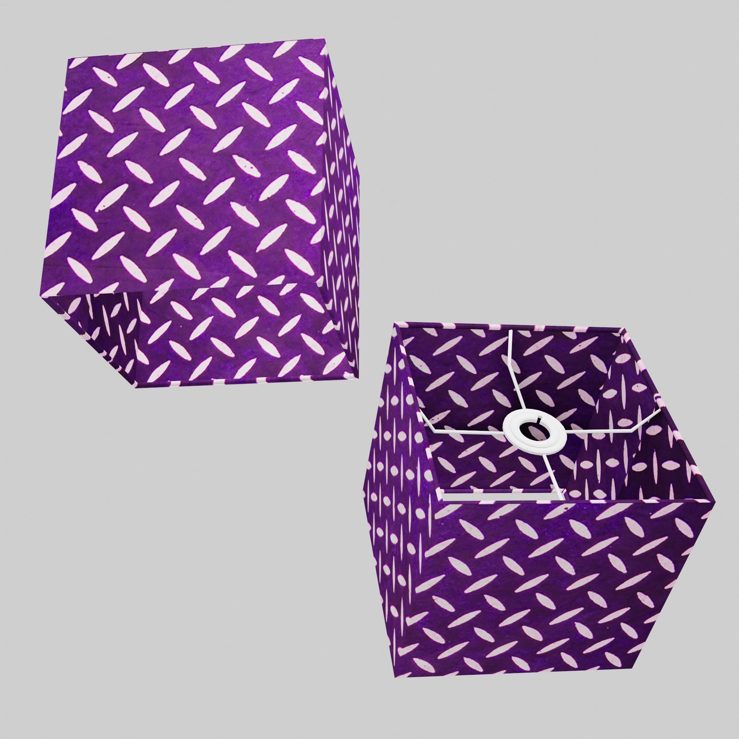 Square Lamp Shade - P13 - Batik Tread Plate Purple, 20cm(w) x 20cm(h) x 20cm(d)