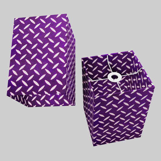 Square Lamp Shade - P13 - Batik Tread Plate Purple, 20cm(w) x 30cm(h) x 20cm(d)
