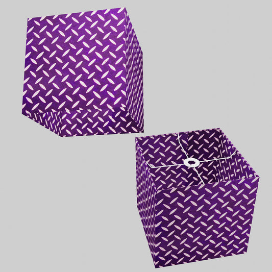 Square Lamp Shade - P13 - Batik Tread Plate Purple, 30cm(w) x 30cm(h) x 30cm(d)