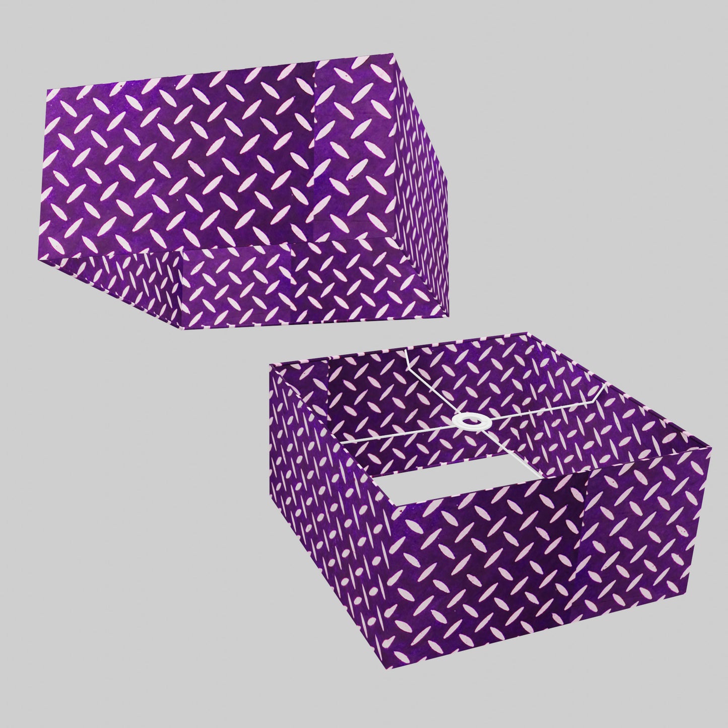 Square Lamp Shade - P13 - Batik Tread Plate Purple, 40cm(w) x 20cm(h) x 40cm(d)